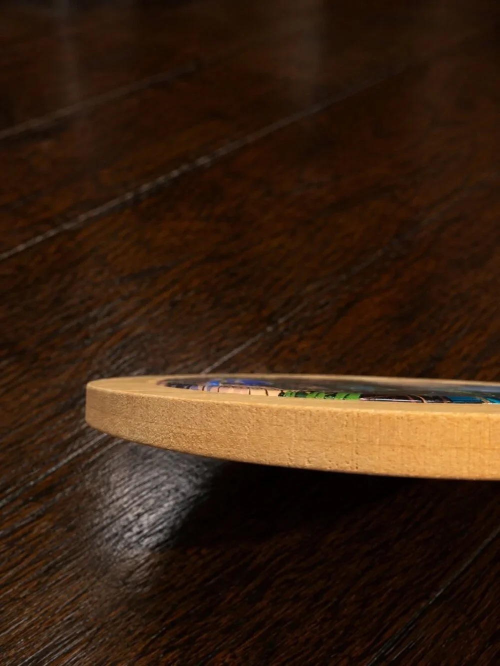 Hand-Painted Hanoi Vietnam Street Train Bamboo Serving Board Paddle, Embossed